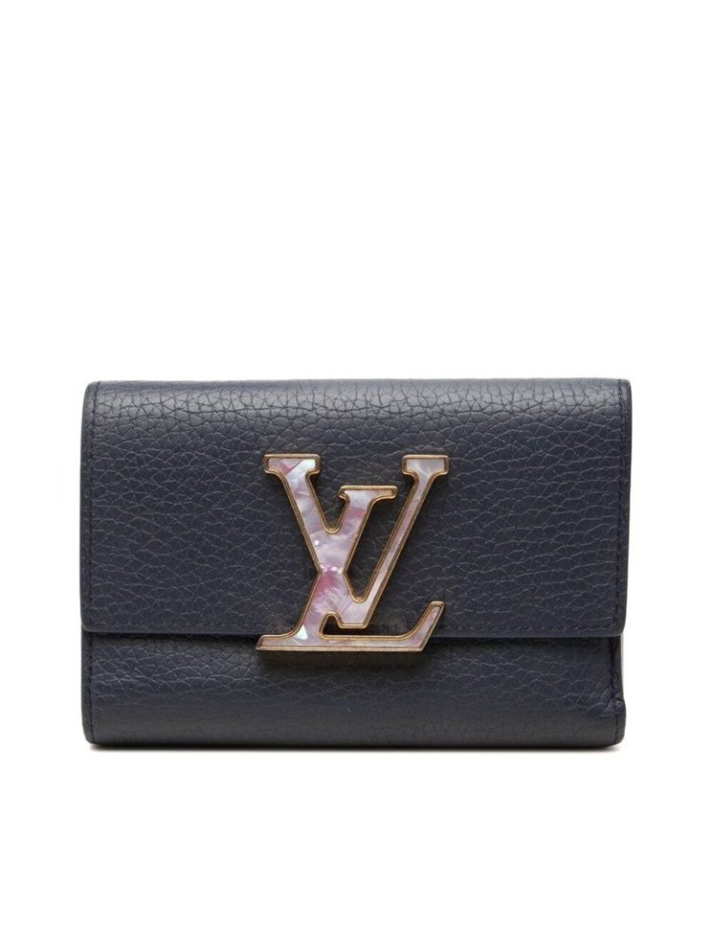 Louis Vuitton Portefeuille Capucines Compact Trifold Wallet Navy Taurillon